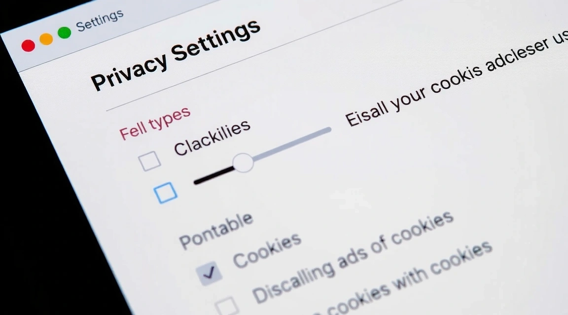 Browser settings showing cookie management options